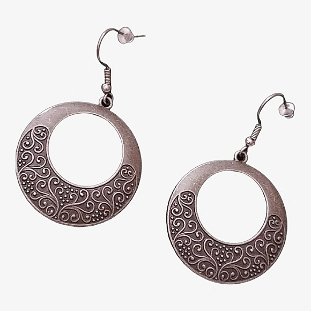 💖Emery Rose Textured Metal Round Drop Earrings